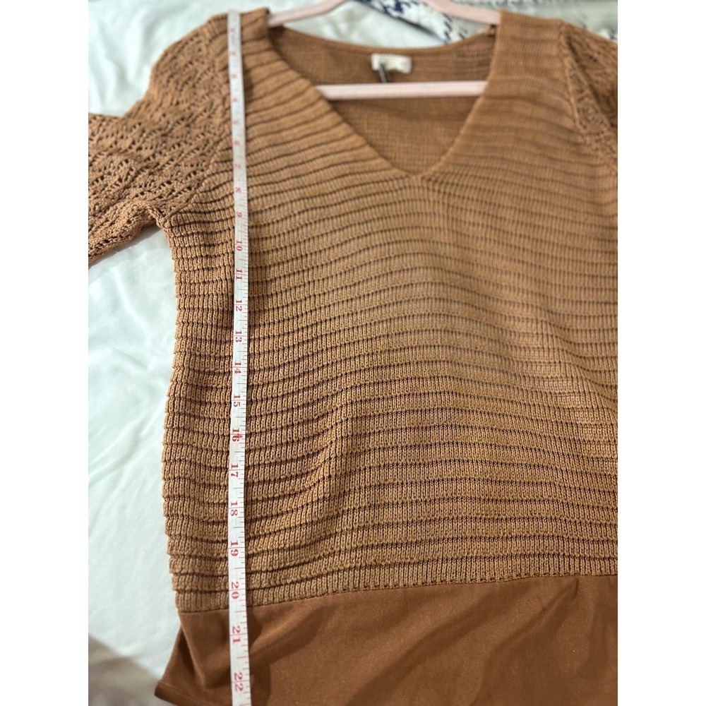 Gimmick by BKE Copper Ribbed Bodysuit M Cottagecore Boho Festival Fall Knit - Picture 10 of 10
